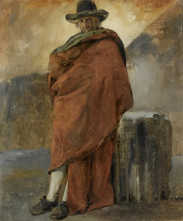 Hombre envuelto en rojo: habitante de Frascati, Achille Etna Michallon