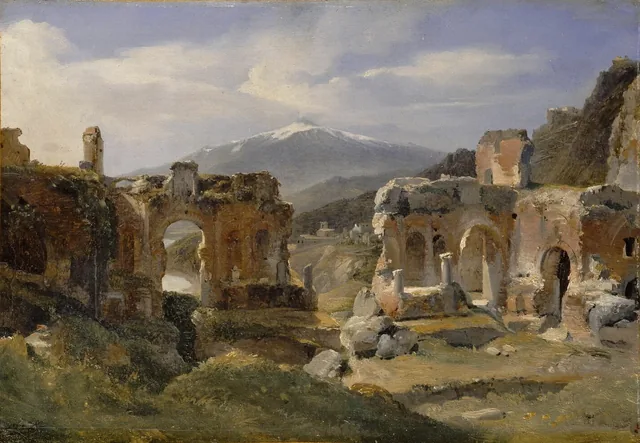 Ruins of the Theatre at Taormina (Sicily), Achille Etna Michallon
