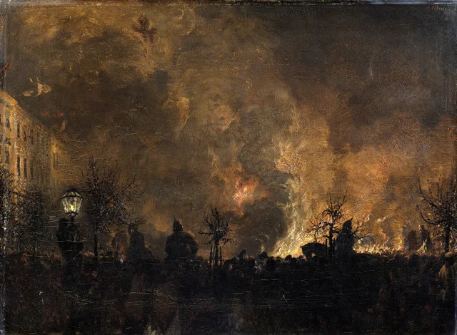 Después de la retreta de antorchas: las antorchas se arrojan juntas en la Dönhoffplatz de Berlín, Adolph Menzel