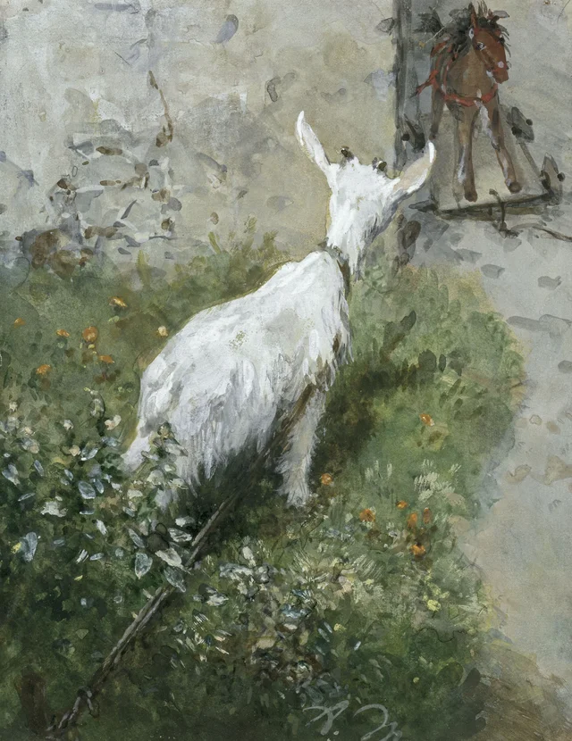 La cabra y el caballito de madera (Álbum para niños), Adolph Menzel
