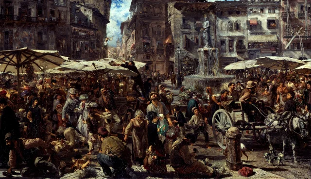 La Piazza d'Erbe à Vérone, Adolph Menzel