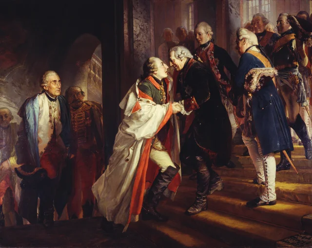 El encuentro de Federico II y del emperador José II en Neisse en 1769