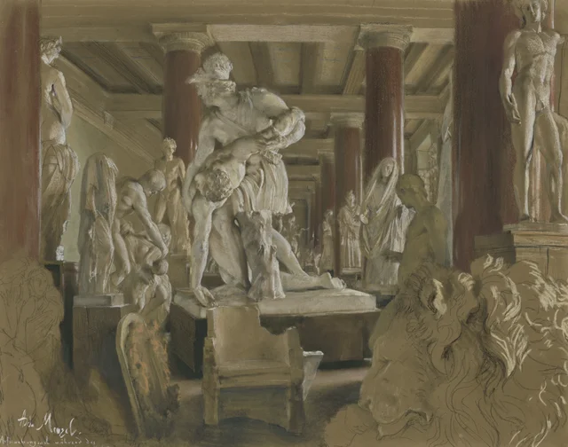 La sala de depósito de los vaciados de yeso durante la construcción del Neues Museum