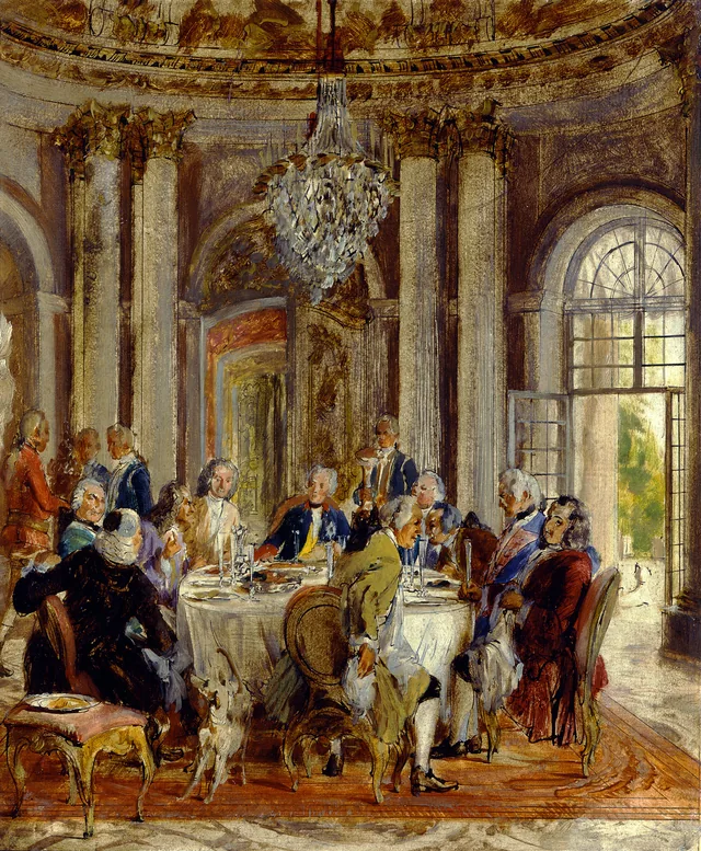 A távola redonda do rei Frederico II em Sanssouci, esboço
