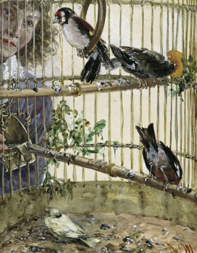 The Goldfinches and the Canary in the Cage (Children's Album), Adolph Menzel