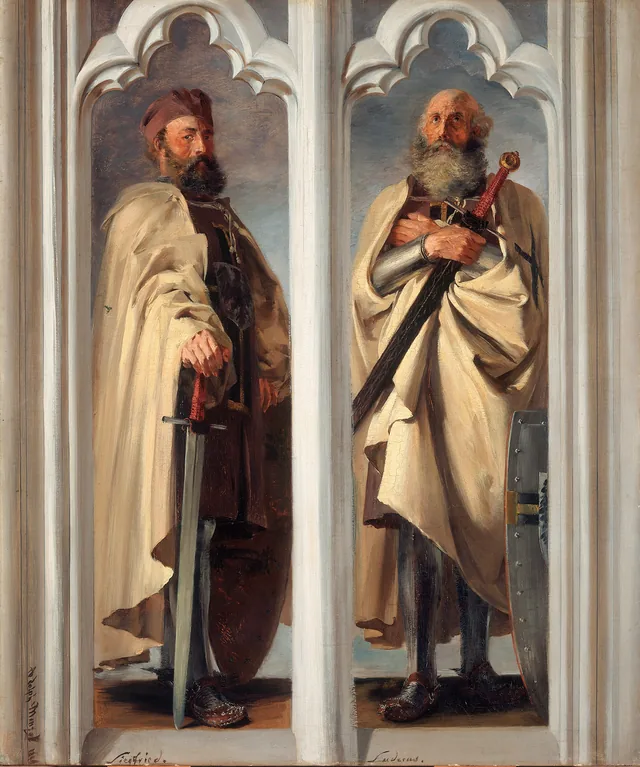Os grão-mestres Siegfried von Feuchtwangen e Ludger von Braunschweig, projeto para as pinturas de Marienburg