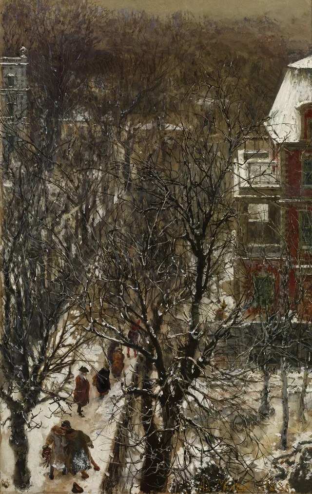 Miércoles de Ceniza, la calle después del carnaval, en la Hildebrandsche Privatstraße de Berlín, Adolph Menzel