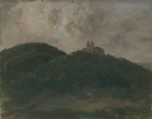 Paysage de montagnes boisées avec le monastère de Banz près de Lichtenfels