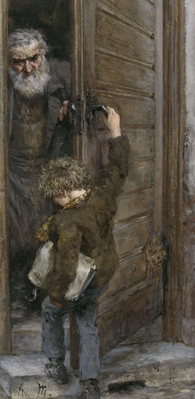 Padre e hijo en la puerta (Álbum para niños)
