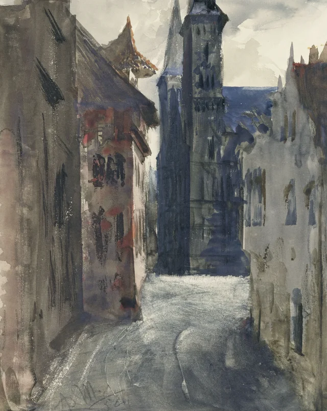 Calle e iglesia de San Sebaldo en Núremberg