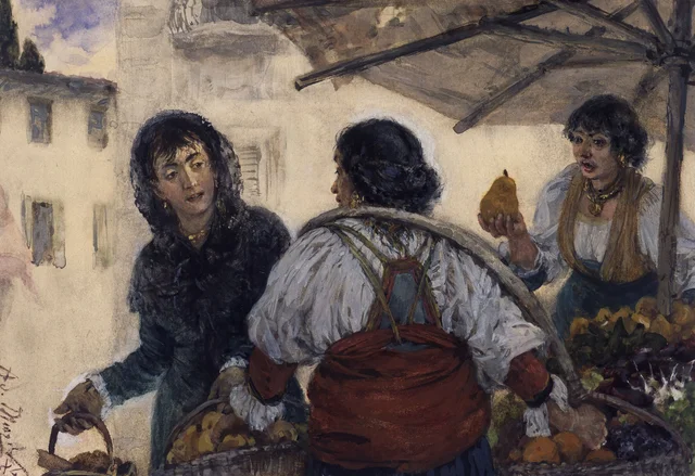 Escena de mercado en Verona