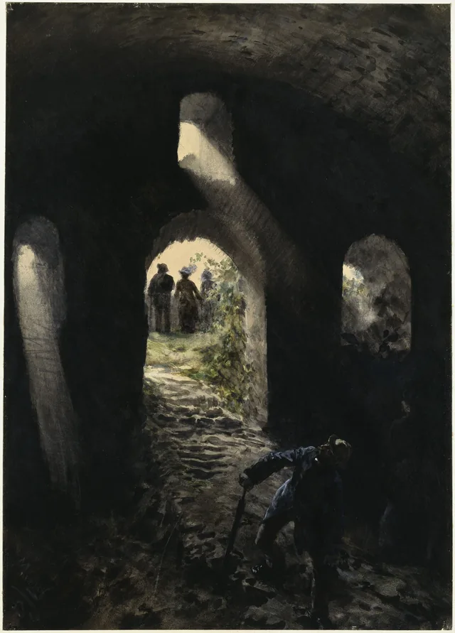 Touristes dans la ruine de Rheinfels