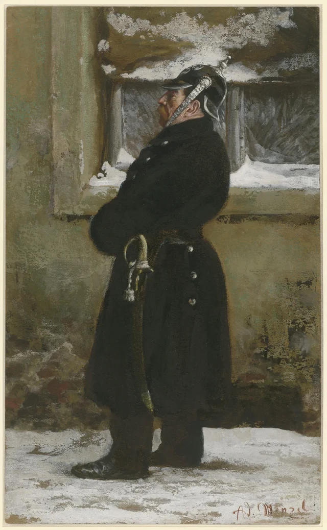 Un agent de police en hiver