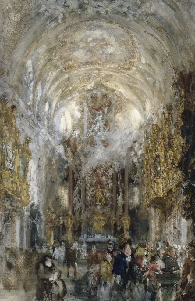 Vue de la collégiale Notre-Dame de l'Ancienne Chapelle à Ratisbonne, Adolph Menzel