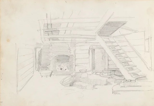 農家の小屋の室内