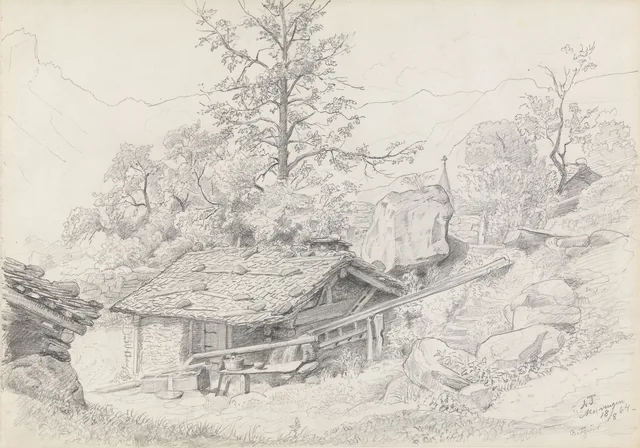 マイリンゲンの小屋のある風景