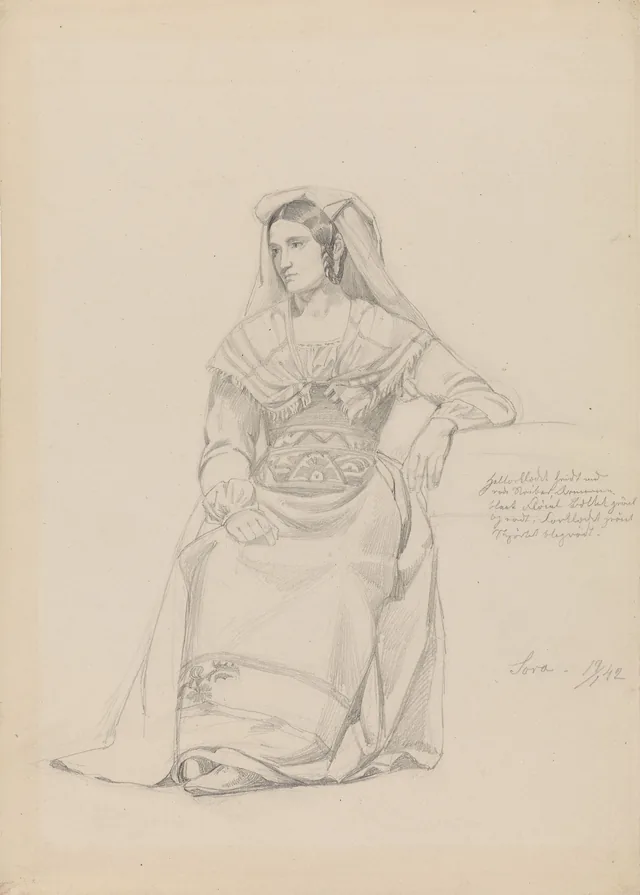 座るイタリアの女