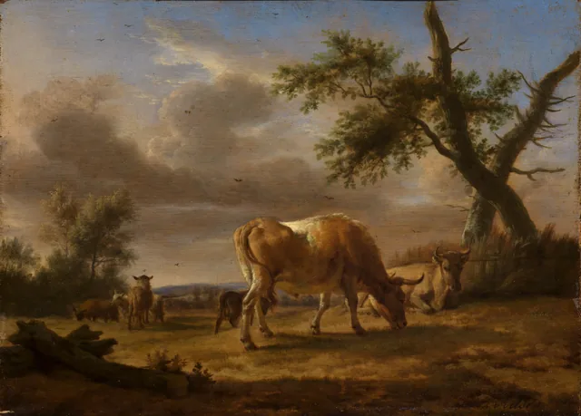 Vacas y ovejas pastando, Adriaen van de Velde