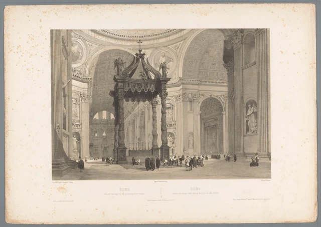Vista do baldaquino da Basílica de São Pedro, Roma, Adrien Dauzats