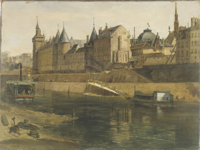 A Conciergerie durante as obras de reconstrução do Palácio da Justiça, Adrien Dauzats