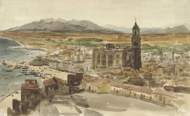 Vista de Málaga, Adrien Dauzats