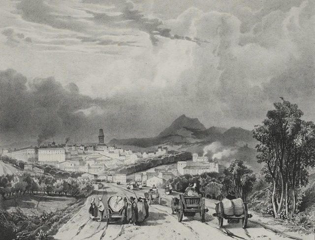 Vista geral de Riom, Auvérnia, Adrien Dauzats