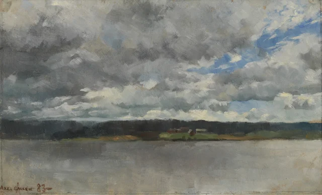 Nubes de lluvia sobre un paisaje de lago