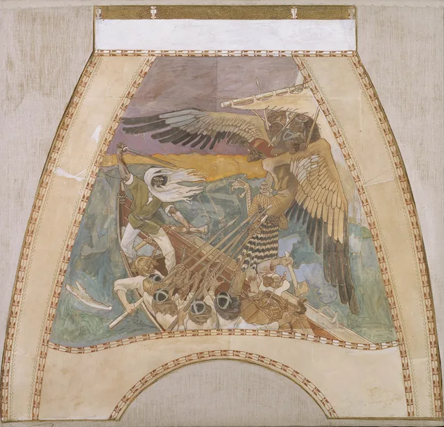 サンポの防衛（1900年パリ万国博覧会フィンランド館の天井フレスコ画のための下絵）