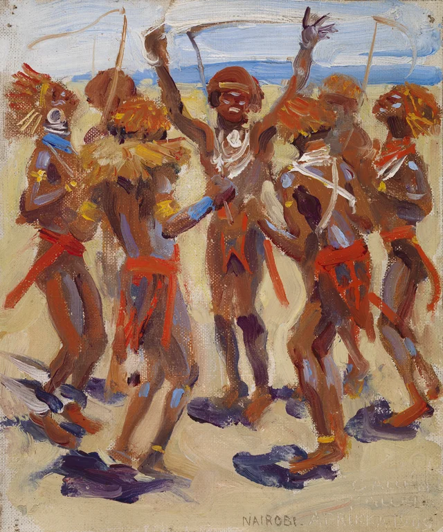 Guerreros kikuyus bailando, Akseli Gallen-Kallela