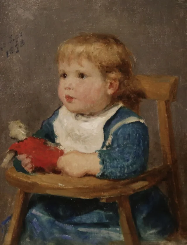 Cécile Anker em sua cadeira de criança, Albert Anker