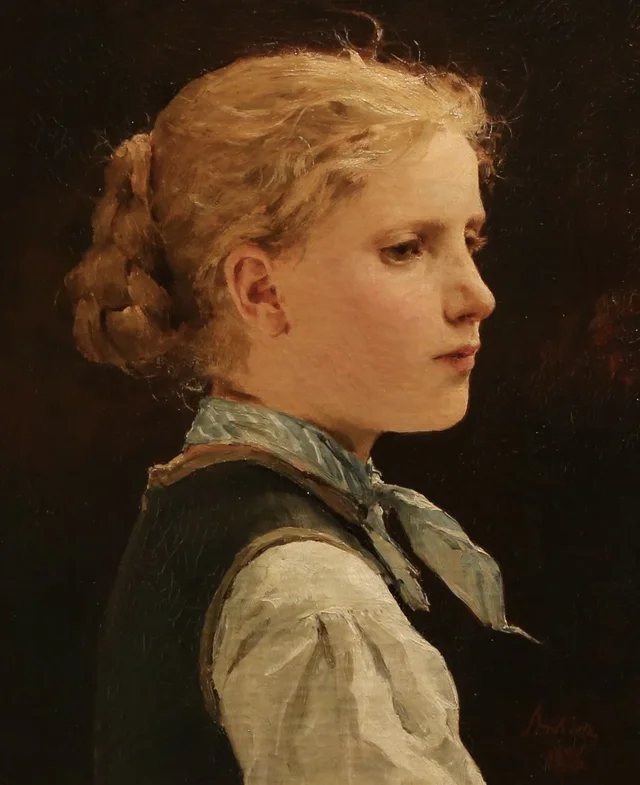 Moça voltando da escola, Albert Anker