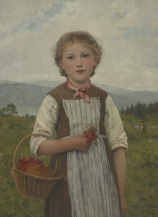 Mariette com morangos, Albert Anker