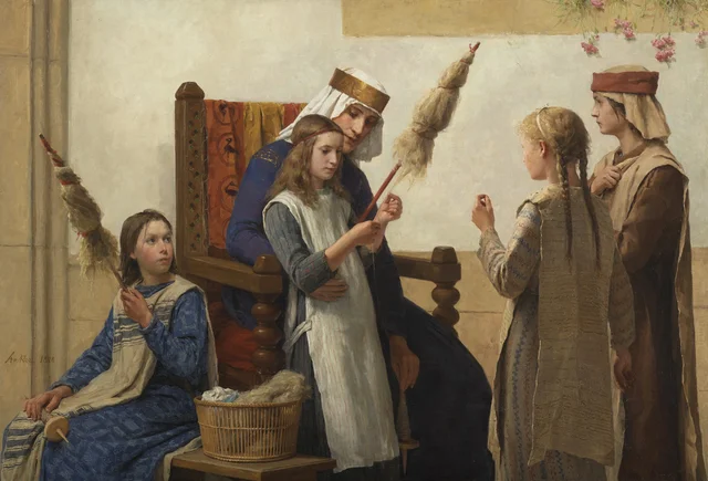 A rainha Berta e as fiandeiras, Albert Anker