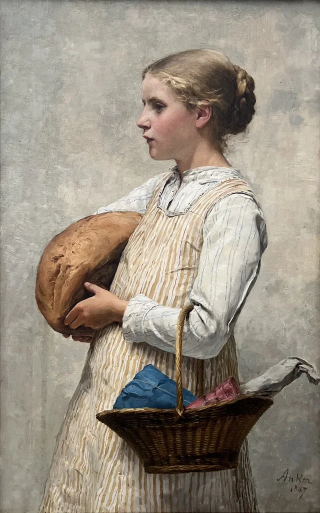 Menina com pão, Albert Anker