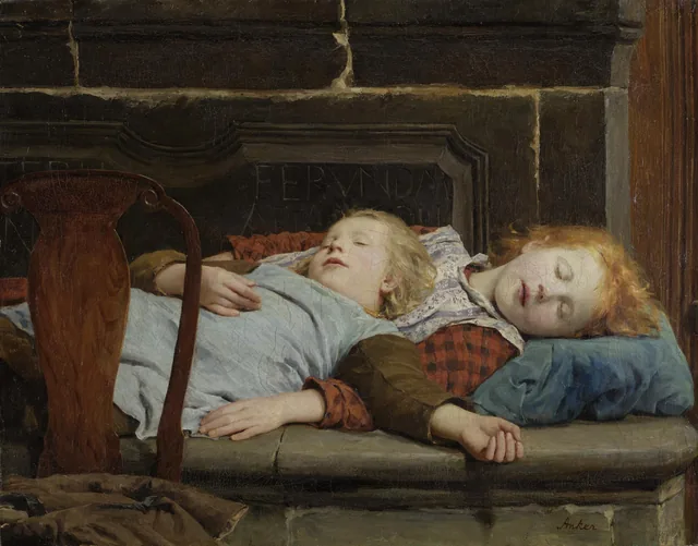 Two Girls Asleep on the Stove Bench