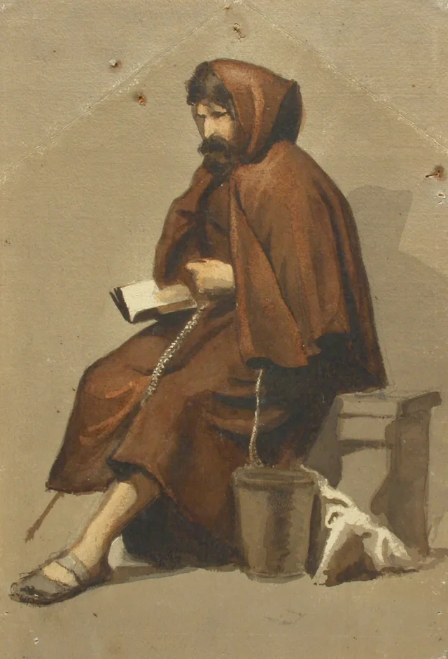 Monje sentado, estudio del natural, Albert Edelfelt