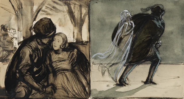 Bocetos de ilustraciones para la novela de Selma Lagerlöf «El tesoro del señor Arne», Albert Edelfelt