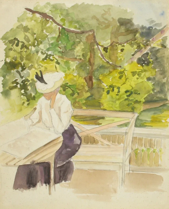 Mujer leyendo en un jardín