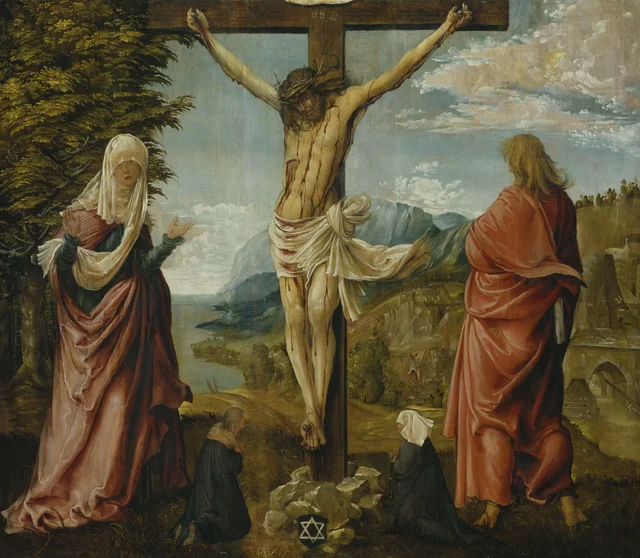Cristo en la cruz con la Virgen y san Juan, Albrecht Altdorfer