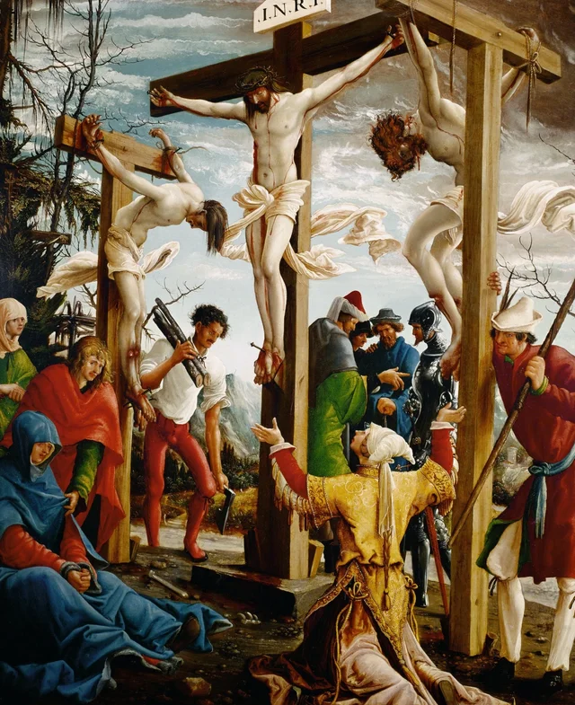 Retablo de san Sebastián, la crucifixión, Albrecht Altdorfer