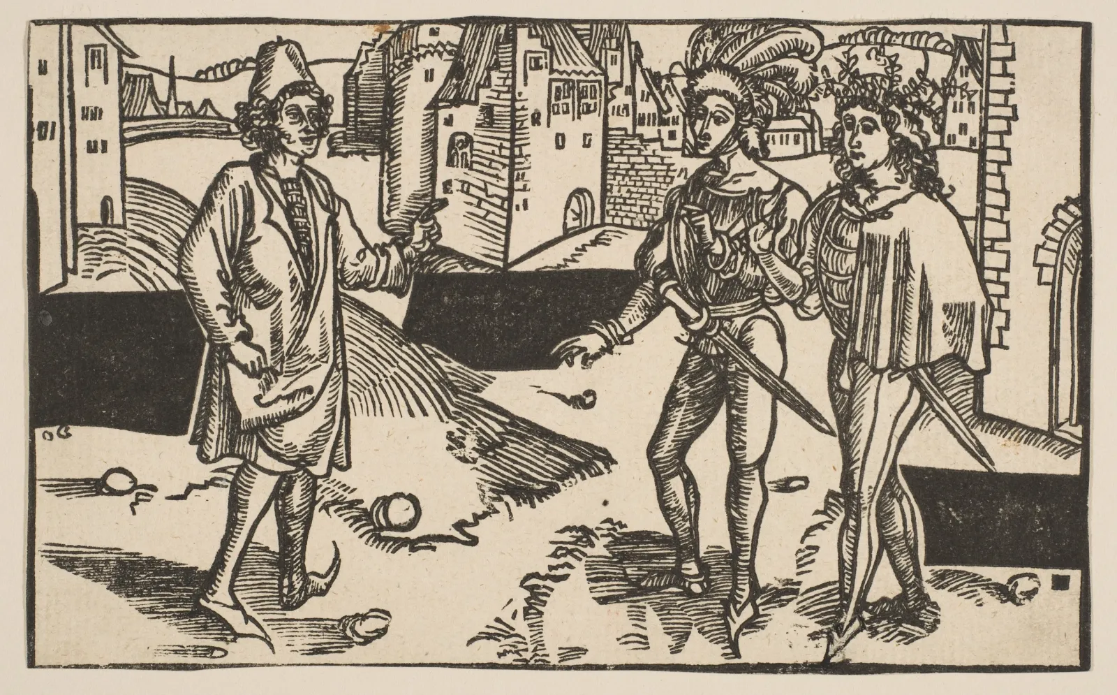 Davus, Pamphile et Charinus (L'Andrienne, V, 6), Albrecht Dürer