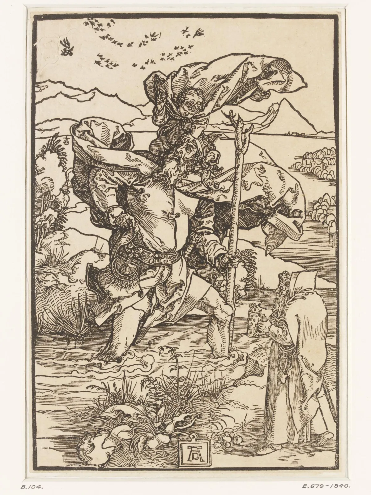 Saint Christophe et le vol d'oiseaux, Albrecht Dürer