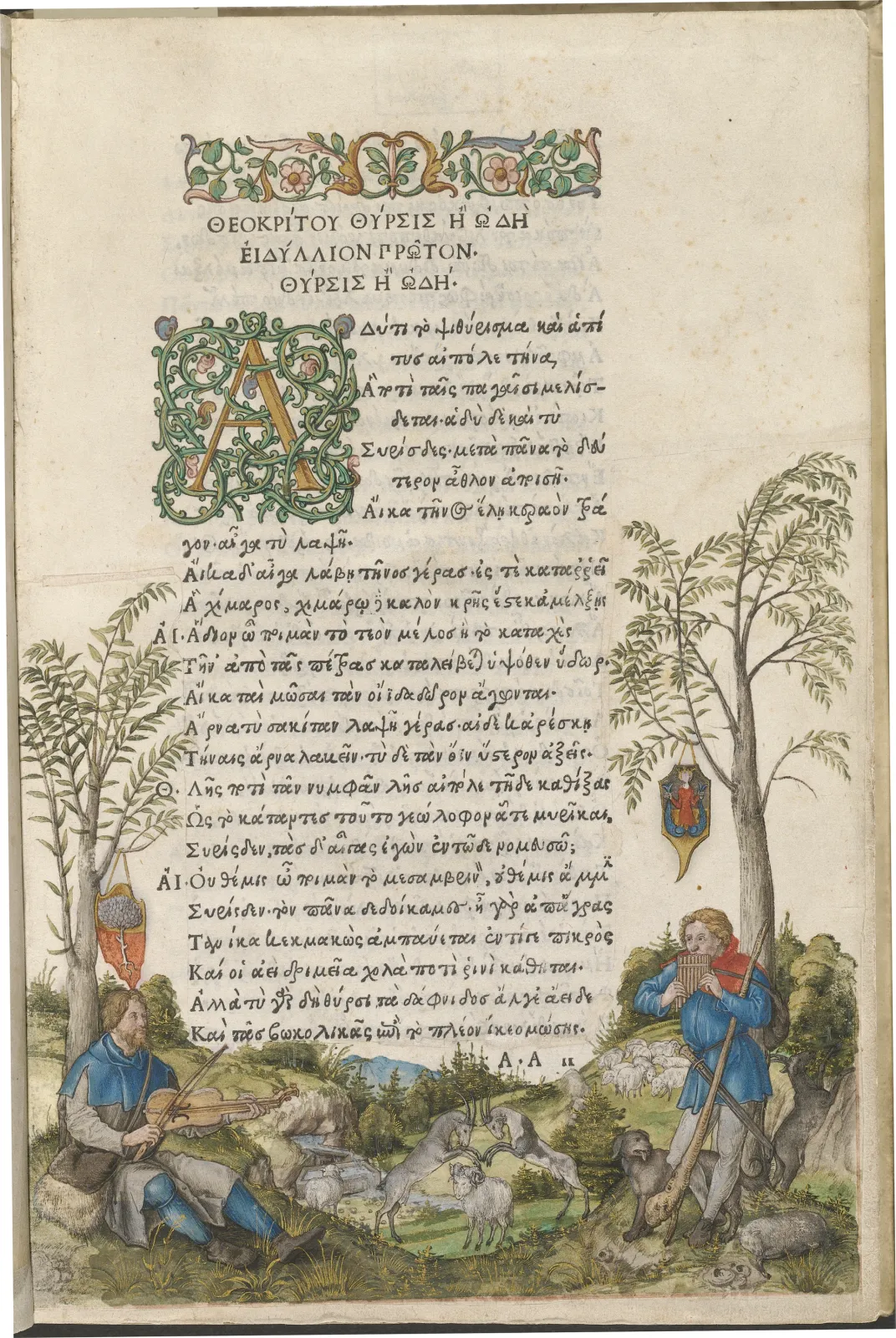 Eine pastorale Landschaft mit Hirten, die Viola und Panflöte spielen, Albrecht Dürer