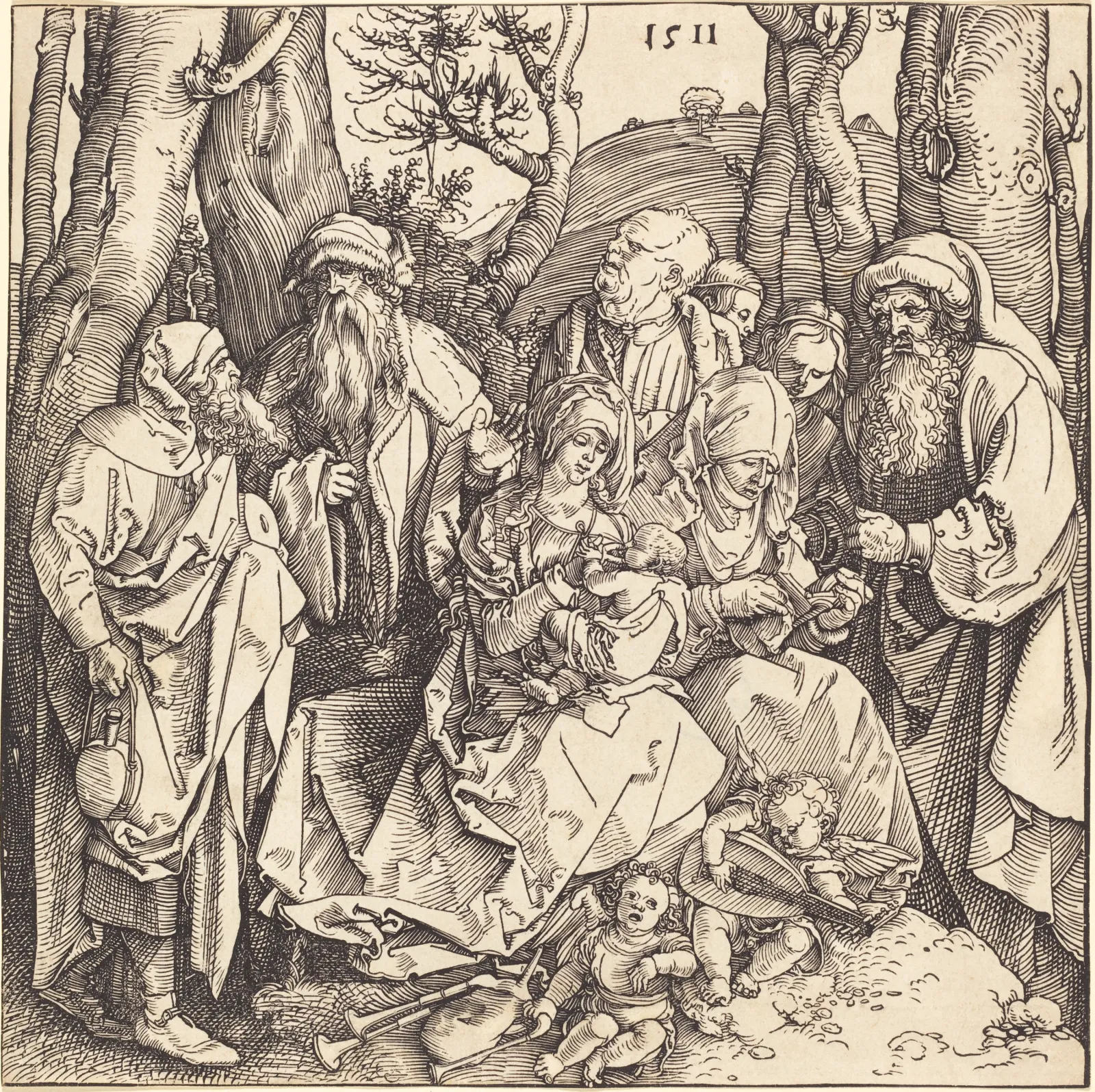 La Sainte Famille avec deux anges faisant de la musique, Albrecht Dürer