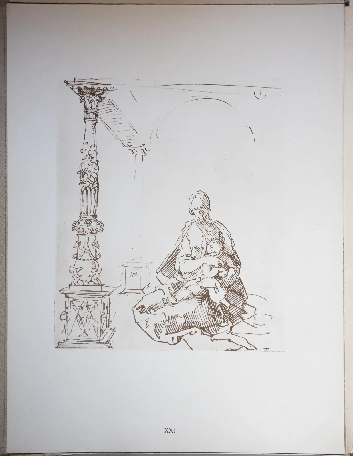 La Vierge à l'Enfant dans une architecture Renaissance esquissée, Albrecht Dürer