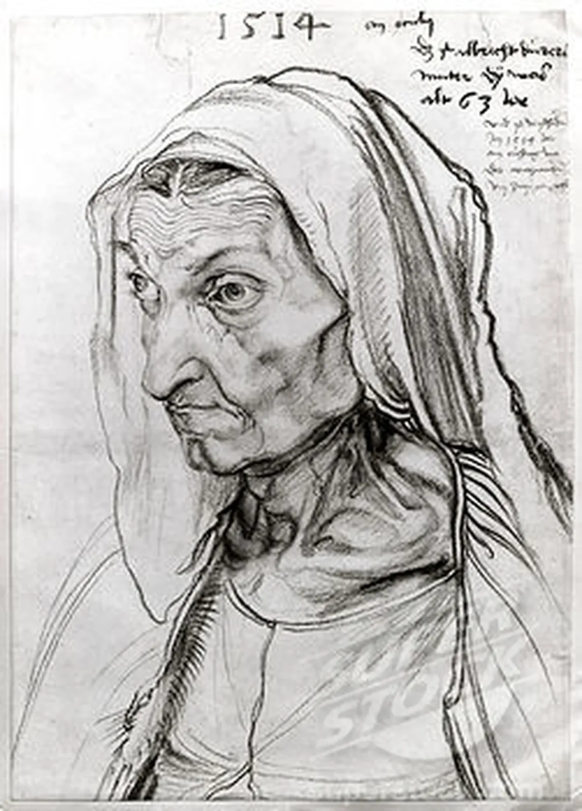 Portrait de la mère de l'artiste, âgée de soixante-trois ans, Albrecht Dürer