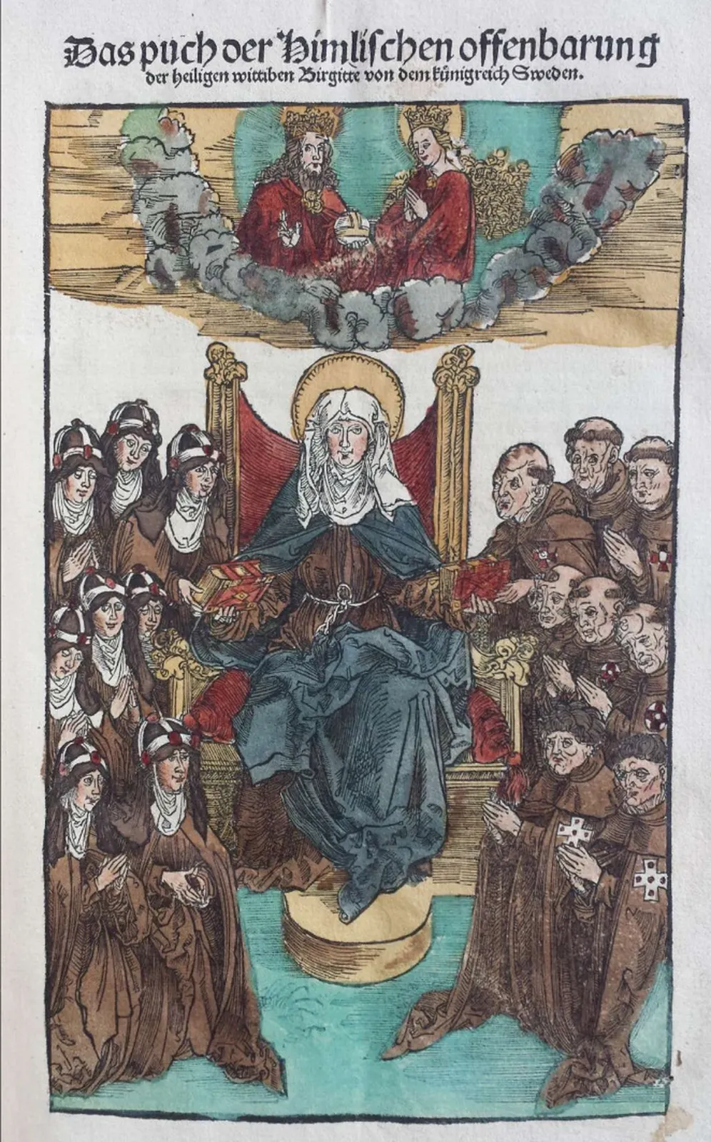 St. Bridget divides her works among nuns and monks (leaf 1), Albrecht Dürer