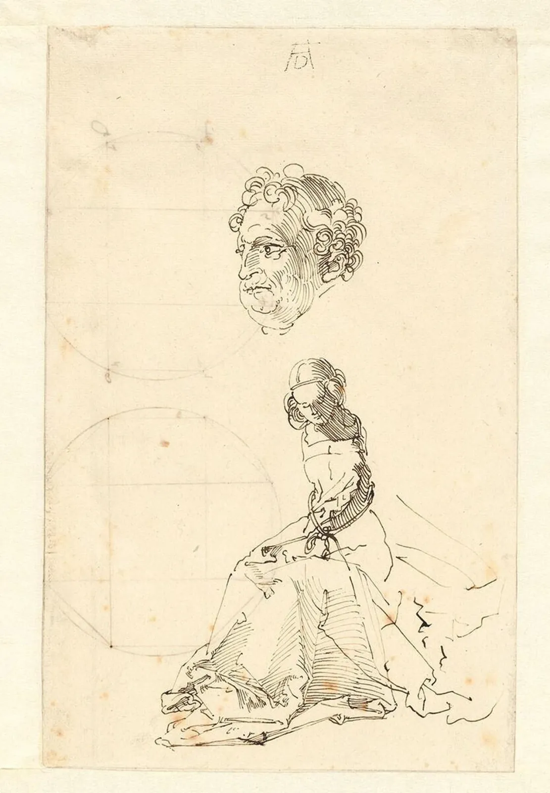Étude de Vierge, surmontée d'une tête de vieillard, Albrecht Dürer