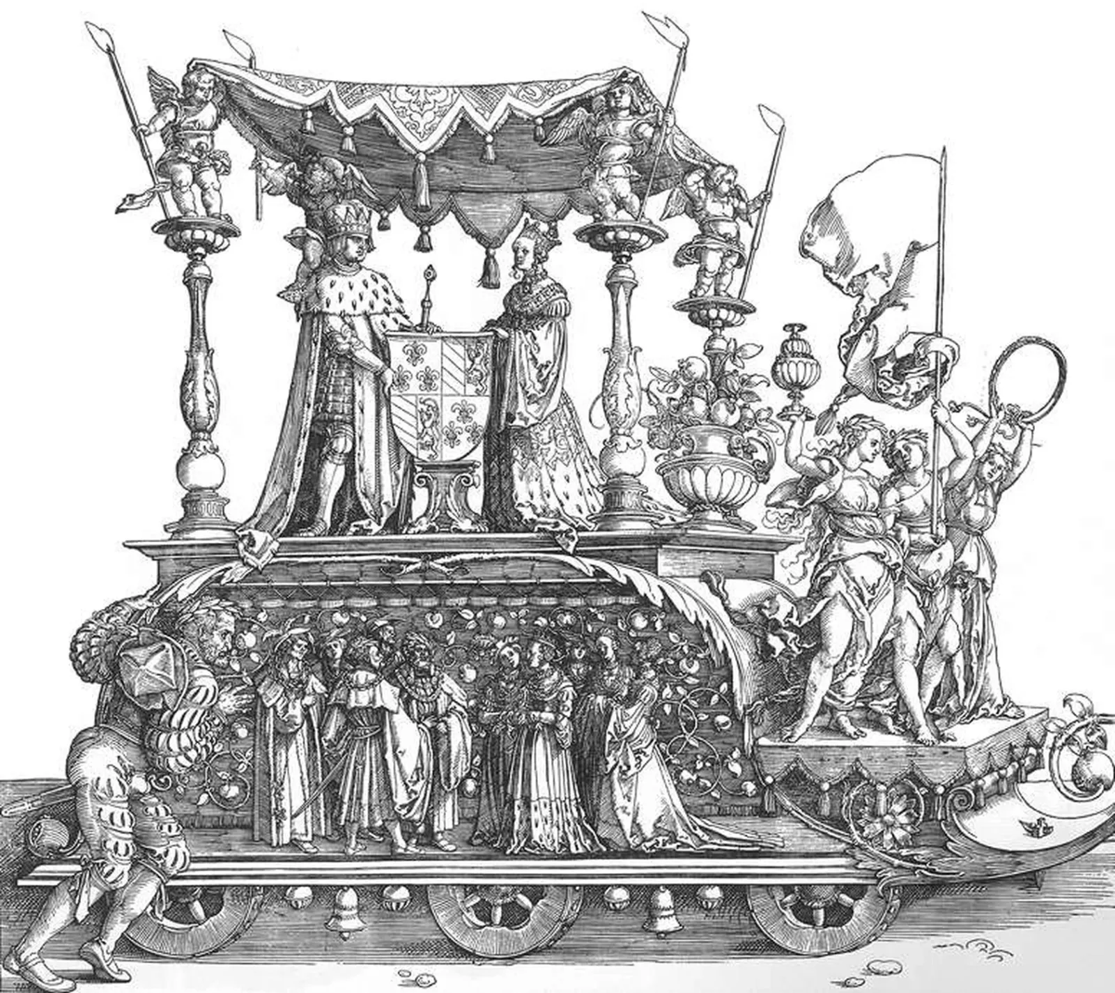 The Small Triumphal Car or the Burgundian Marriage (left part), Albrecht Dürer