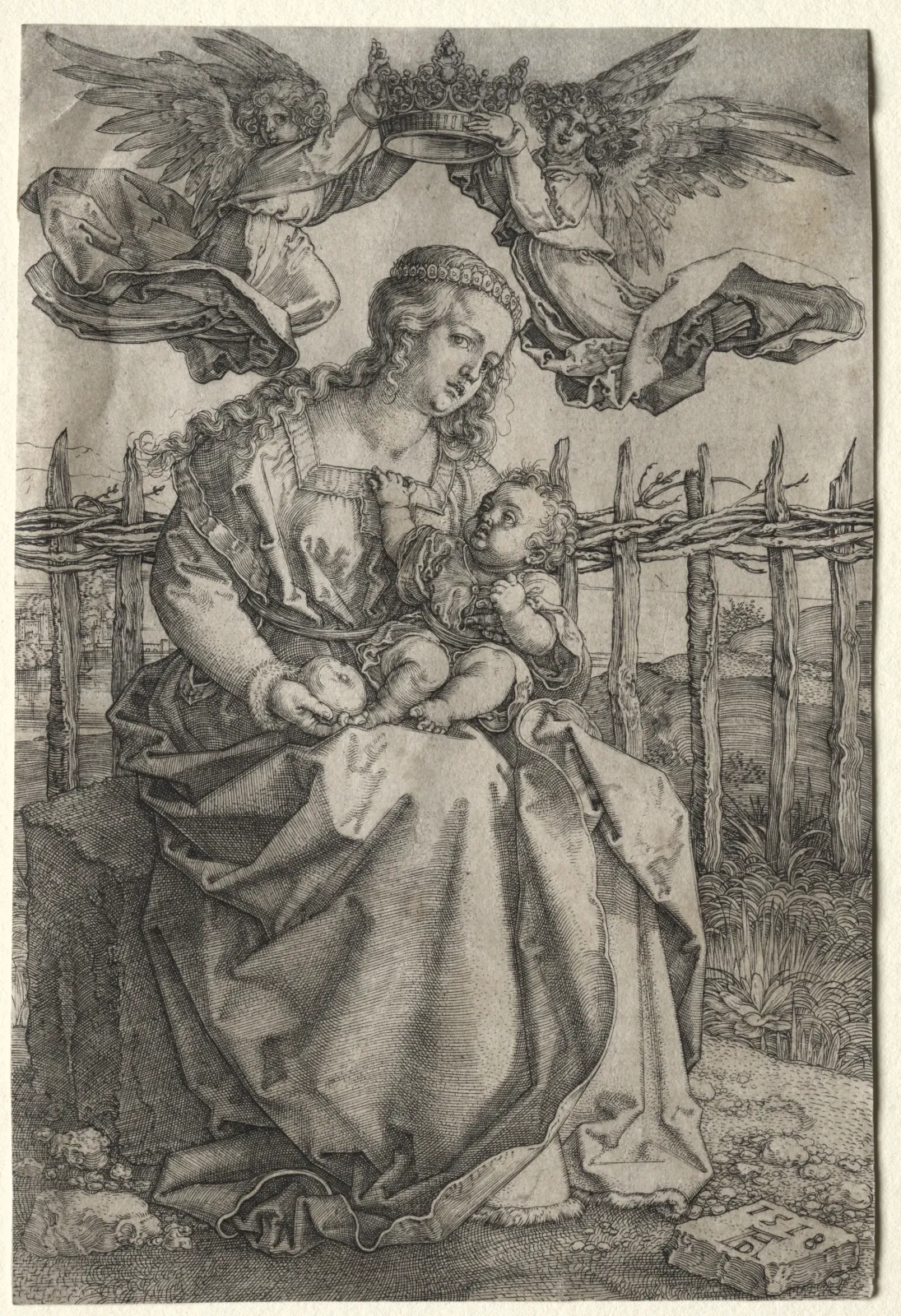 Vierge à l'Enfant couronnée par deux anges, Albrecht Dürer